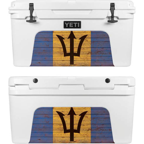 Barbados Flag Dark Wood YETI Tundra 75 Hard Cooler Skin